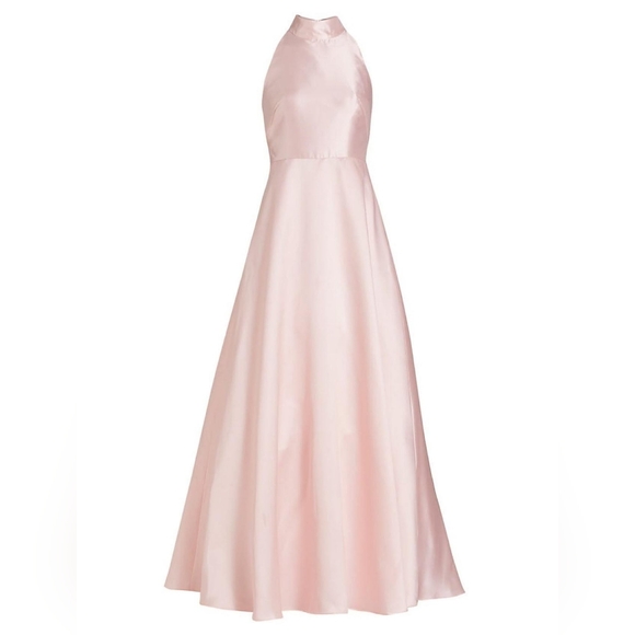 ML Monique Lhullier Halter Satin Ball Gown, Blush Pink NWT, sizss 8 & 10 - Picture 10 of 13
